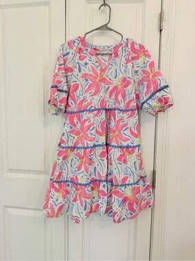 Women Pink Floral Tiered Dress